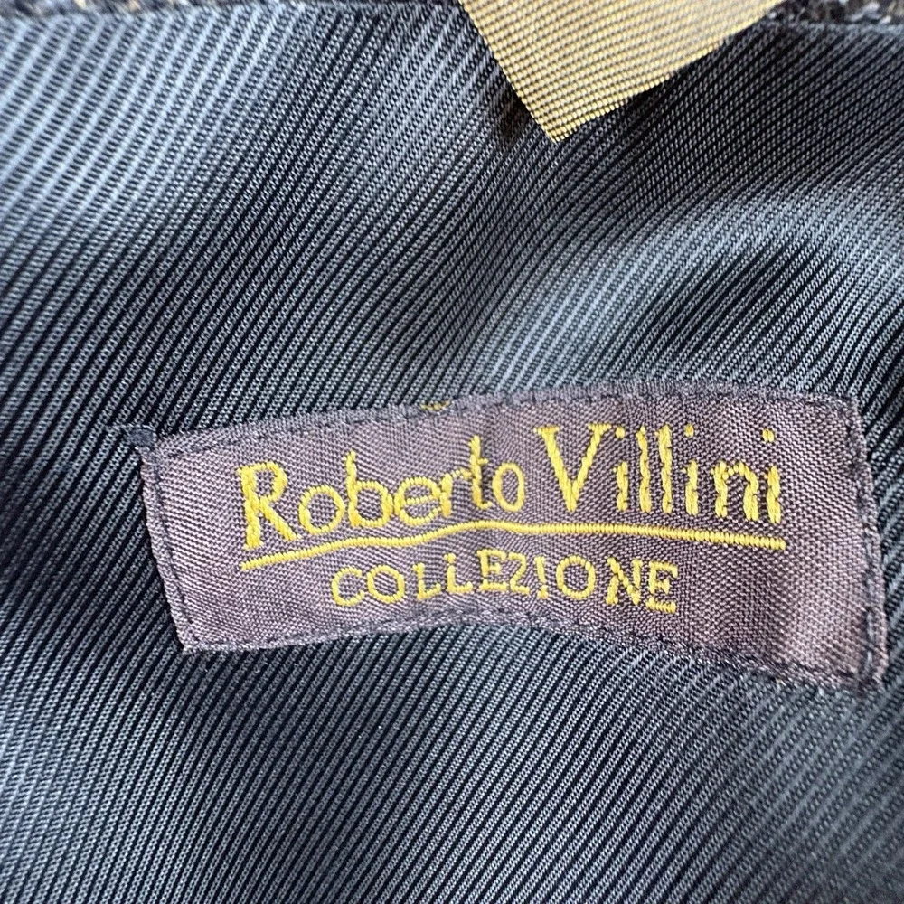 Vintage 90s Roberto Villini Collezione Blazer Men's 50R Brown Lambswool Tweed
